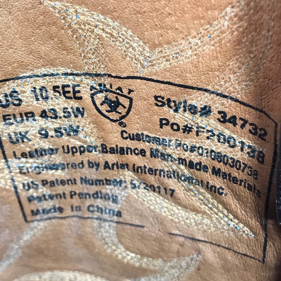 ARIAT Heritage Leather Embroidered Shaft Western Cowboy Boots #34732 - Picture 11 of 14